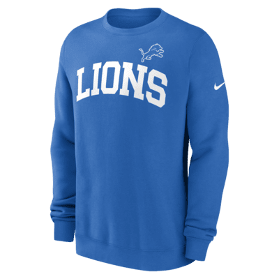 Sudadera sin cierre de cuello redondo de la NFL Nike para hombre Detroit Lions Club