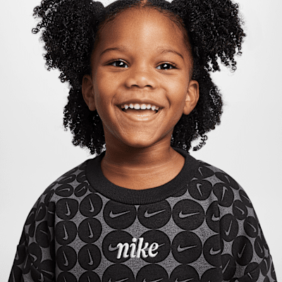Nike Essentials Little Kids' Printed French Terry Crew Top