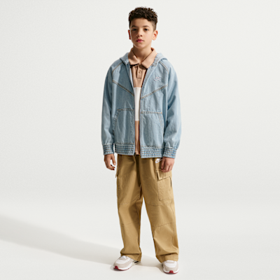Nike Sportswear Collection Big Kids' Full-Zip Hooded Denim Jacket