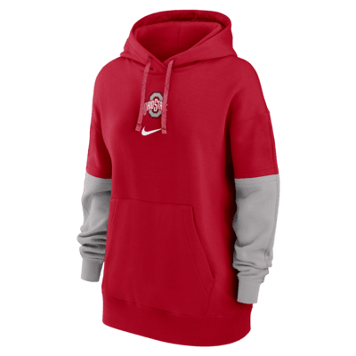 Sudadera con gorro sin cierre universitaria Nike para mujer Ohio State Buckeyes Sideline Essential