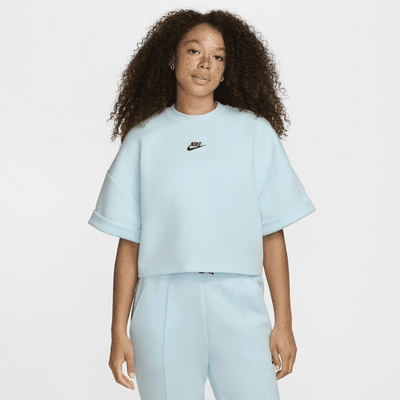 Playera cropped de manga corta oversized para mujer Nike Sportswear Tech Fleece