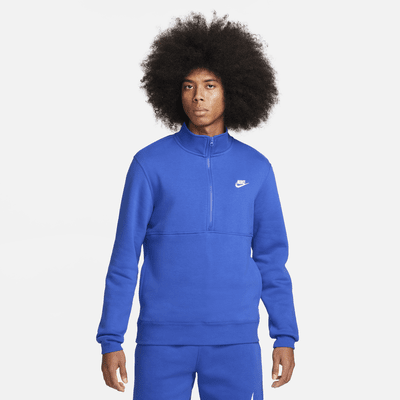 Nike Sportswear Club Trui van geborsteld materiaal met halflange rits voor heren