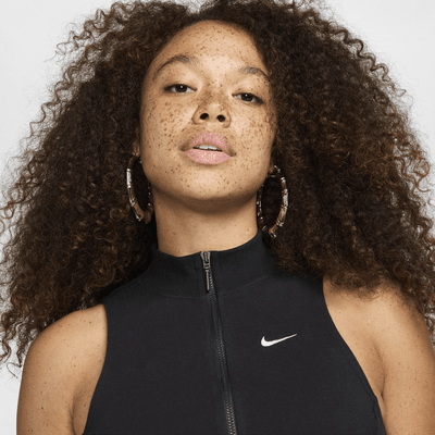 Nike Sportswear Chill Terry aansluitende korte tanktop van sweatstof met korte rits voor dames