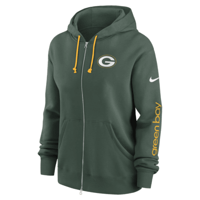 Sudadera con gorro de cierre completo Nike de la NFL para mujer Green Bay Packers Phoenix