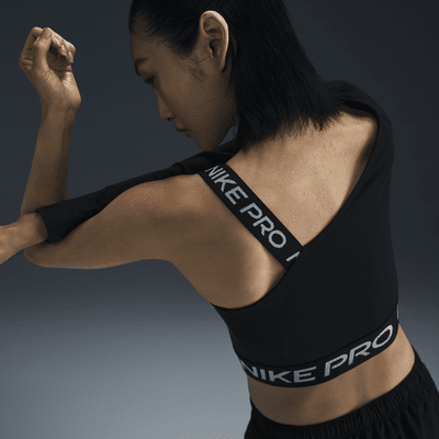 เสื้อเอวลอยอสมมาตรผู้หญิง Dri-FIT Nike Pro Shine