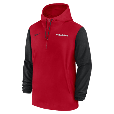 Georgia Bulldogs Sideline Pre-Game Player Men's Nike College 1/2-Zip Hooded Jacket