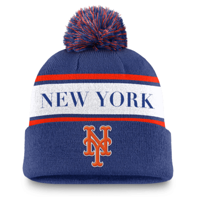 New York Mets Team Stripe Peak Men's Nike MLB Cuffed Pom Beanie