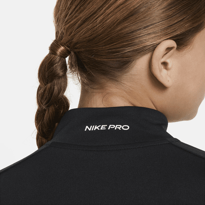 Nike Pro Girls' Dri-FIT Long-Sleeve 1/2-Zip Top