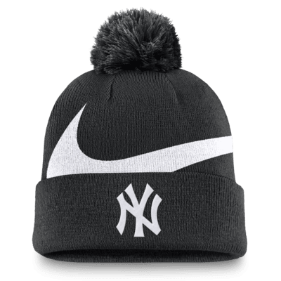 Gorro con dobladillo y pompón Nike de la MLB para hombre New York Yankees Peak