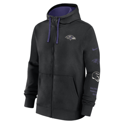 Sudadera con gorro Nike de la NFL de cierre completo para hombre Baltimore Ravens Club