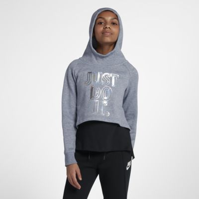 nike grey cropped hoodie