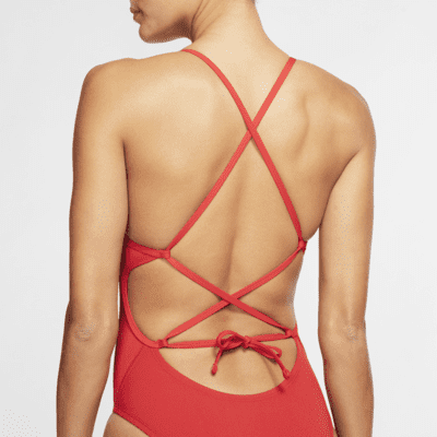 Traje de baño de una pieza con cordones en la parte posterior para mujer Nike Swim