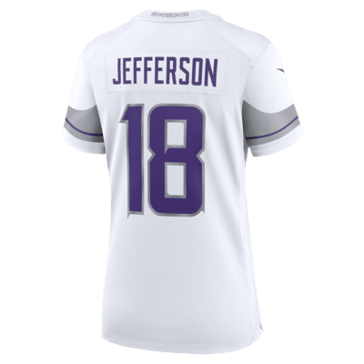 Jersey de fútbol americano Nike de la NFL Game para mujer Justin Jefferson Minnesota Vikings