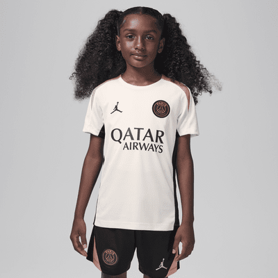 Paris Saint-Germain Strike Third Jordan Dri-FIT Kurzarm-Fußballoberteil aus Strickmaterial (ältere Kinder)