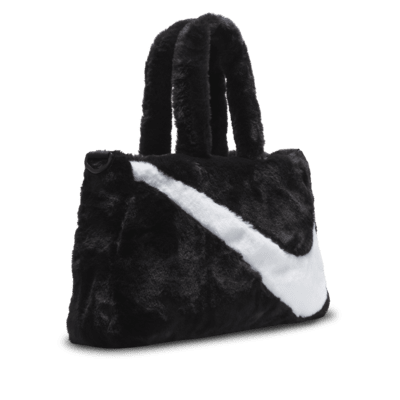  Nike Sportswear Faux Fur Tote Bag Purse (10L) (Black/Sail) :  Clothing, Shoes & Jewelry