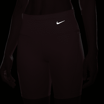 Nike Women's Tight Mid-Rise Ribbed-Panel Running Shorts with Pockets