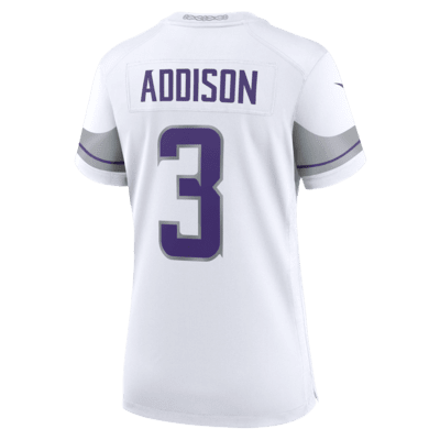 Jersey de fútbol americano Nike de la NFL Game para mujer Jordan Addison Minnesota Vikings