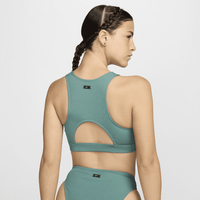 Top de bikini de cuello alto para mujer Nike Swim Elevated Essential