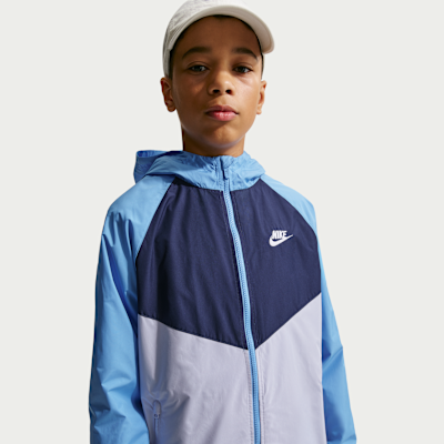 Chamarra Repel con gorro para niños talla grande Nike Sportswear Windrunner