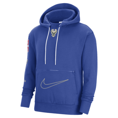 Men's Nike Royal Milwaukee Bucks 2022/23 City Edition Courtside Heavyweight Fleece Pullover Hoodie Size: Medium