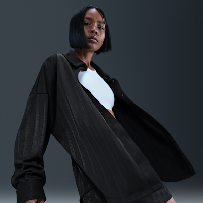 Nike Sportswear Women's Oversized Jacquard Striped Button-Down Shirt