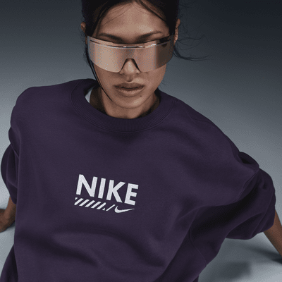 Oversized Nike Sportswear-sweatshirt i fleece med rund hals til kvinder