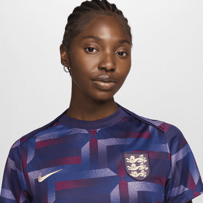 Haut de foot d'avant-match à manches courtes Nike Dri-FIT Angleterre Academy Pro pour femme