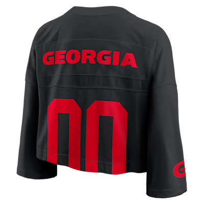 Playera universitaria Nike Dri-FIT cropped para mujer Georgia Jersey