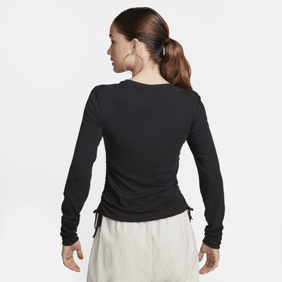 Nike Sportswear Essential Women's Ribbed Long-Sleeve Mod Crop Top. Nike AT