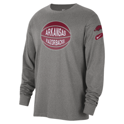 Playera de manga larga universitaria Nike para hombre Arkansas Fast Break