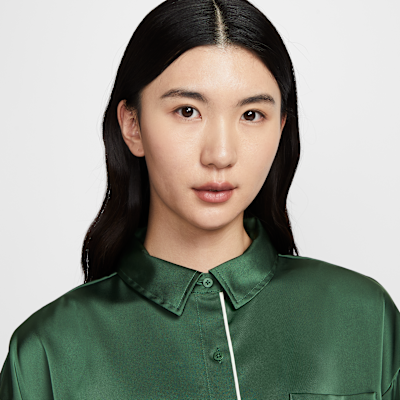 나이키 스포츠웨어 여성 오버사이즈 새틴 긴팔 탑