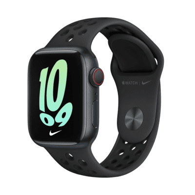 Apple Watch Series 7 (GPS + Mobilfunk) mit Nike Sportarmband 41-mm-Aluminiumgehäuse in Midnight