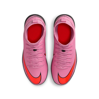 Tacos de fútbol para pasto sintético (turf) de corte high para niños de preescolar y grandes Nike Jr. Mercurial Superfly 10 Club