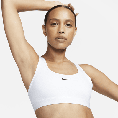 Nike Dri-fit Swoosh Logo Non-padded Medium Support Sports Bra In