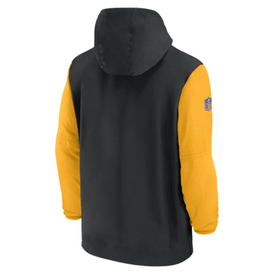 Pittsburgh Steelers Sideline Pre-Game Player Men's Nike NFL 1/2-Zip Hooded Jacket