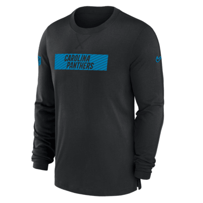 Playera de manga larga Nike Dri-FIT para hombre Carolina Panthers Sideline Player Team Issue