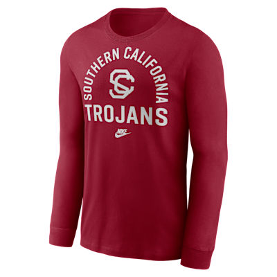 Playera de manga larga universitaria Nike para hombre USC Legacy Arched Logo