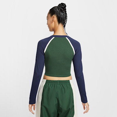 나이키 스포츠웨어 여성 타이트 긴팔 크롭 탑