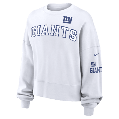 Sudadera sin cierre de cuello redondo de la NFL Nike para mujer New York Giants