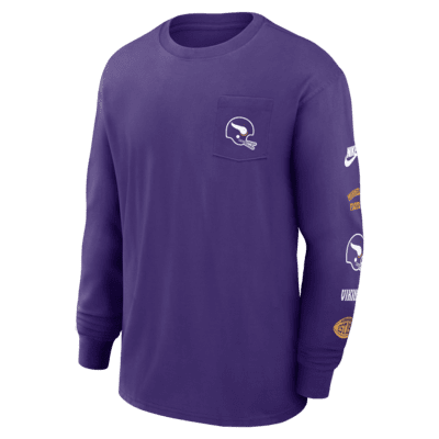 Playera de manga larga Nike de la NFL para hombre Minnesota Vikings Rewind Max90 Pocket