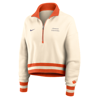 Clemson Legacy Women's Nike College Cropped 1/4-Zip Crew