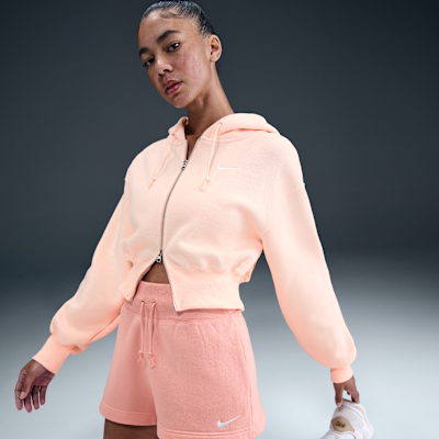 Sudadera con gorro holgada cropped de cierre completo para mujer Nike Sportswear Phoenix Fleece