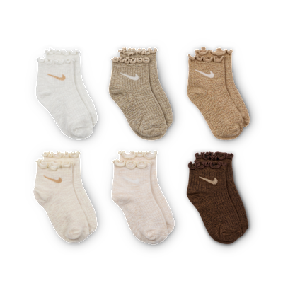 Calcetines hasta el tobillo con ribete tipo lechuga Nike para niños talla pequeña (6 pares)