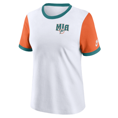 Playera Ringer Nike de la NFL para mujer Miami Dolphins Rewind