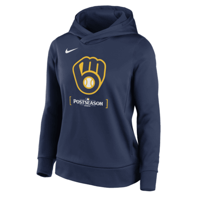 Milwaukee Brewers 2024 Postseason Authentic Collection Women’s Nike Therma MLB Pullover Hoodie