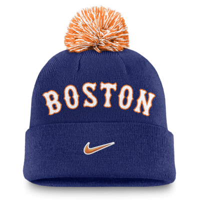 Gorro con dobladillo y pompón Nike de la MLB para hombre Boston Red Sox Peak