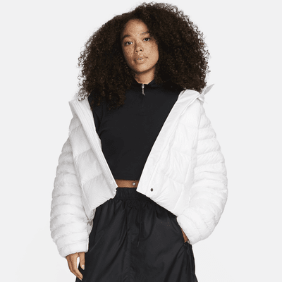 Nike Jacket Womens Large White Down Puffer Swoosh Coat – Proper
