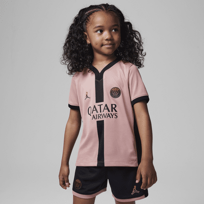 Conjunto de três peças de futebol de réplica Jordan do terceiro equipamento Stadium Paris Saint-Germain 2024/25 para criança