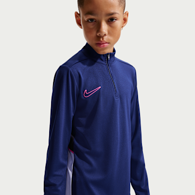 Nike Academy Dri-FIT langermet fotballtreningsoverdel med glidelås i halsen til store barn