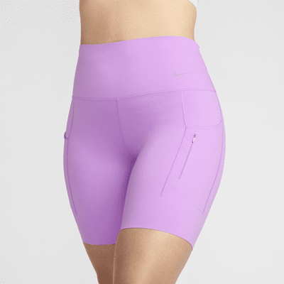 Shorts de ciclismo con bolsillos de tiro alto de 20 cm de sujeción firme para mujer Nike Go